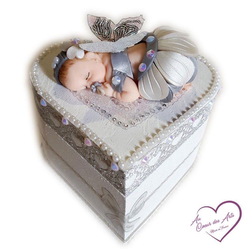 Candy Box With Baby Girl Gray Dress Au Coeur Des Arts